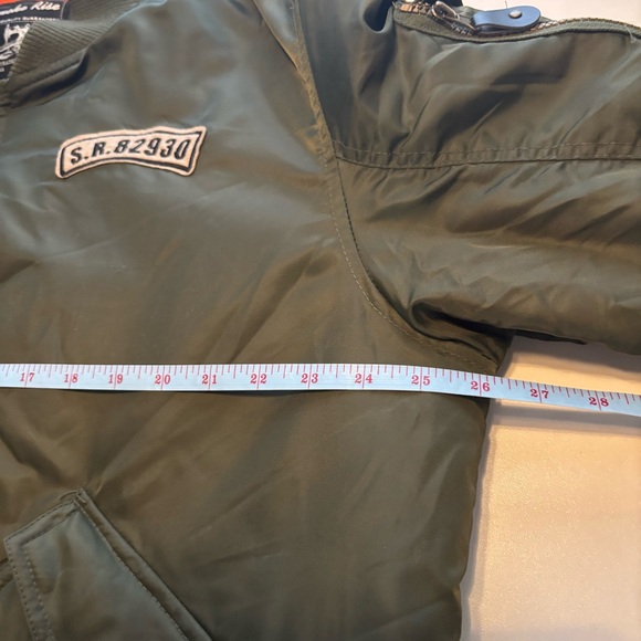 Alpha Industries style (smoke rise) Olive Bomber Jacket with Patches - Picture 10 of 10